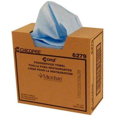 Chix® 6279 Microban Foodservice Towel 12" x 24" Blue (100ct)