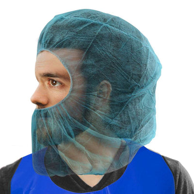 Polypropylene Bouffant Full Hood – Elastic Neck, Full Coverage, Cleanroom, Food, and Medical Use