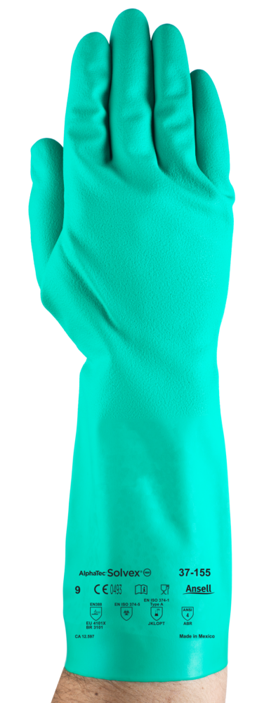 Chemical Resistant AlphaTec® Solvex® Unlined Nitrile Gloves | 37-155 | 15 mil