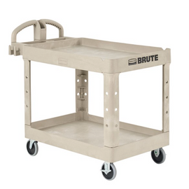 Buy beige Rubbermaid® Heavy Duty 2-Shelf Utility Cart | Lipped Shelf | Swivel Casters | 4520