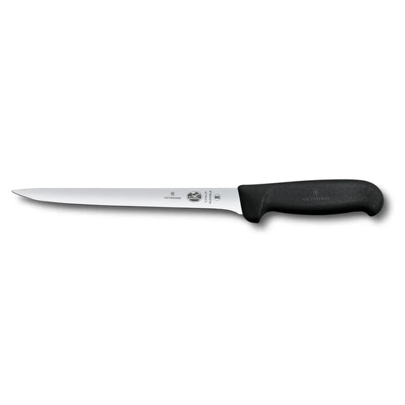 Filet, couteau de pêche, lame droite et flexible de 20 cm, manche Fibrox noir 5.3763.20-X5