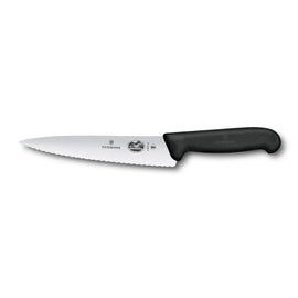 Couteau de chef, lame de 19 cm, bord dentelé, manche Fibrox noir 5.2033.19-X1