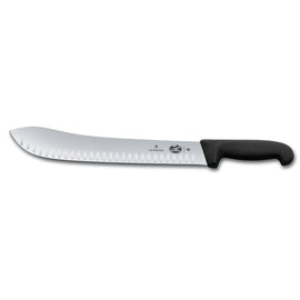 Couteau de boucher, lame droite granton 30 cm, manche noir Fibrox 5.7423.31