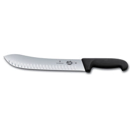 Couteau de boucher, lame droite granton 25 cm, manche Fibrox noir 5.7423.25-X3