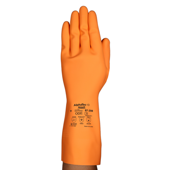 36 Pairs | Flocklined Latex Heavyweight Dishwashing Gloves AlphaTec® 87-208 | 29.5 mil