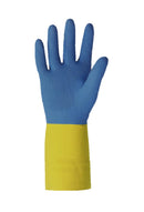 Blue Neoprene over Yellow Latex Dishwashing Glove-1