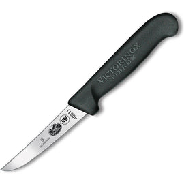 A Victorinox 4-inch Rabbit Utility Knife with a stainless steel blade and black Fibrox handle.