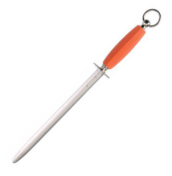Aiguiseur de couteaux avec manche orange, lame ovale lisse de 12 po 