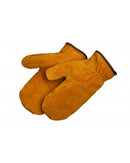 Gants mitaines doublés de fourrure de vachette marron bourbon-2