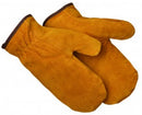 Gants mitaines doublés de fourrure de vachette marron bourbon-1